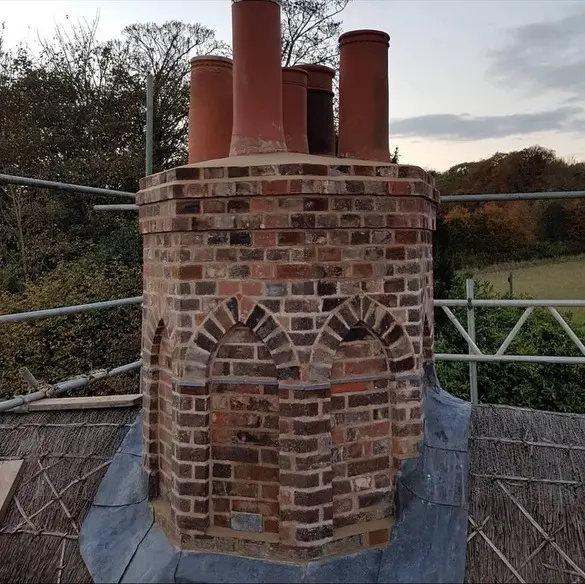 Rebuilt chimney on listed cottage